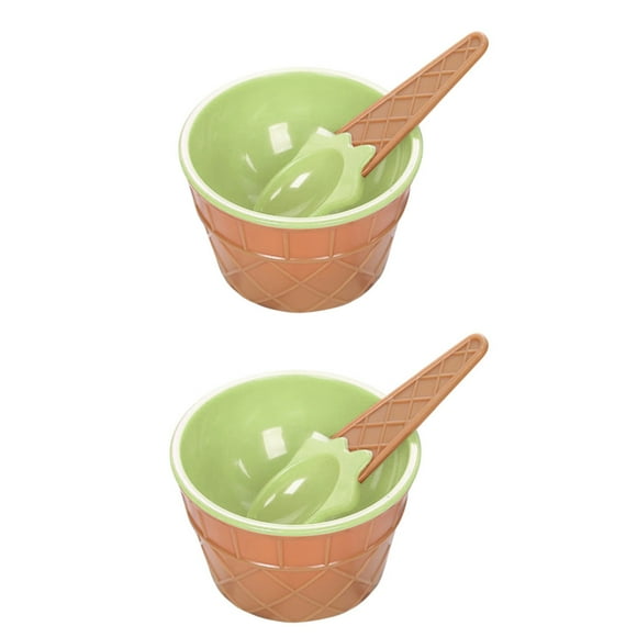Candy Color Ice Cream Bowl with Spoon Kids Ice Cream Tool Ice-Cream