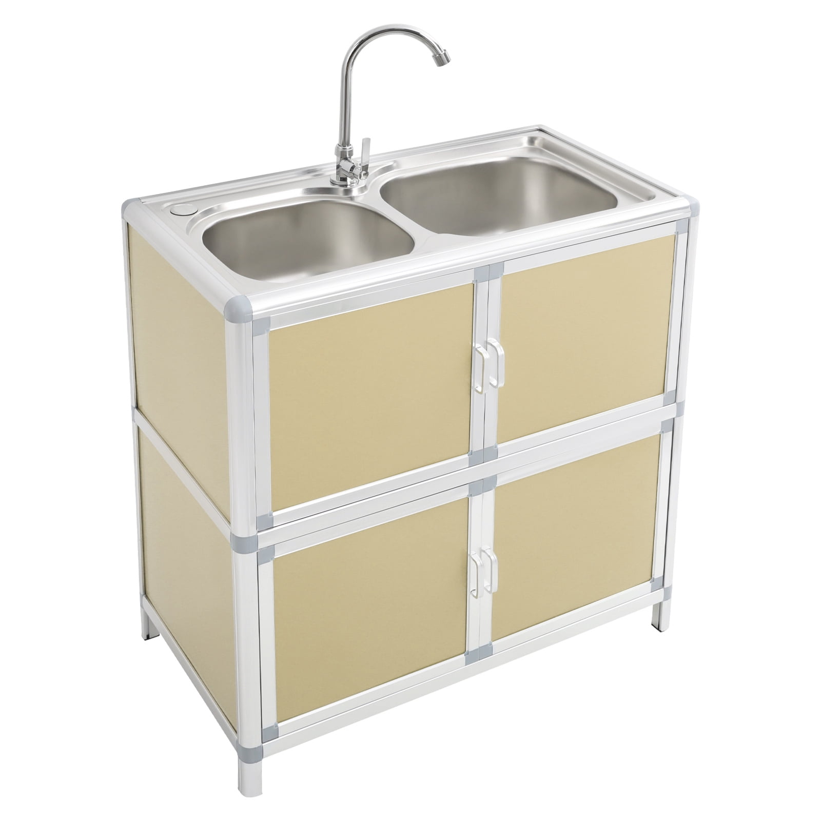 Kitchen Sink with Cabinet, Utility Sinks with Faucet, Freestanding Sink with Storage for Home Kitchen(Gold)