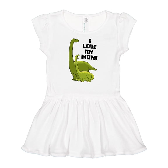 Inktastic I Love my Mom with Baby and Mommy Brontosaurus Girls Baby Dress