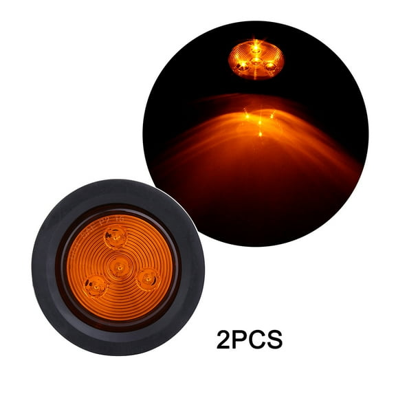 SCITOO fit for Boats Truck Trailer Pickups Universal Side Lights 4LED 2X 2.5”Amber Round Side Marker Clearance Lights Tail Lamps 12V Trailer Clearance Lights