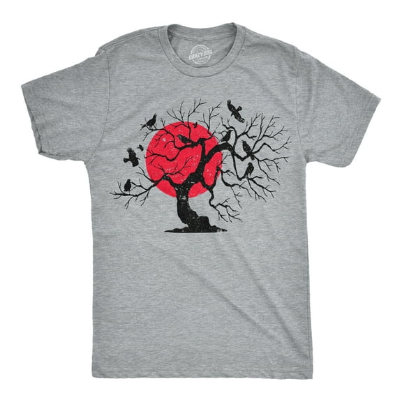 Mens Funny T Shirts Murder At Sunset Crow Tree Art Graphic Tee For Men Graphic Tees