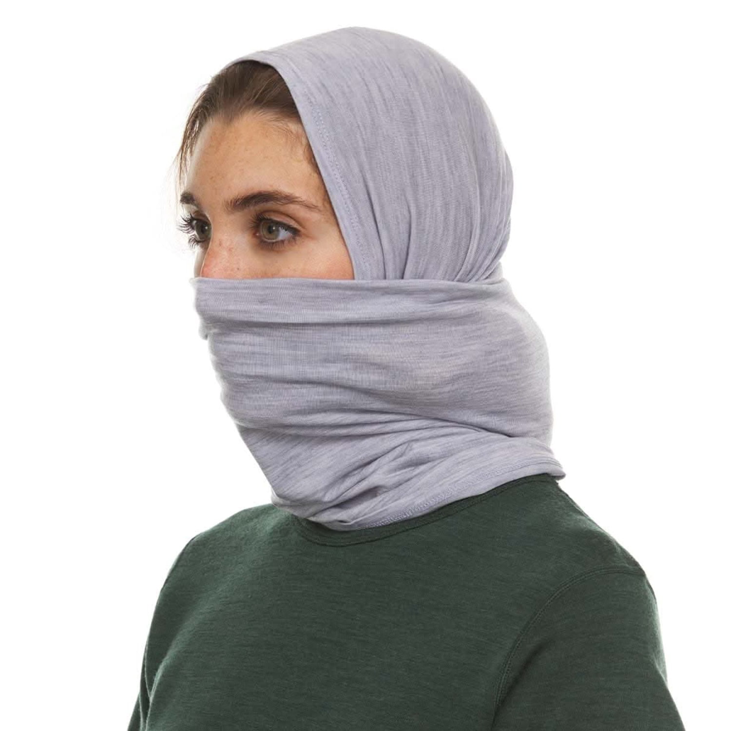 Minus33 Merino Wool Micro Weight Woolverino Multiclava - Multifunctional Headwear - UV Protection - Hiking Neck Gaiter - Hunting Balaclava - Ash Gray