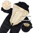 thumbnail image 3 of Mono de invierno para bebé con capucha, mono de nieve para niños y niñas, mono de manga larga, conjunto cálido de regalo (negro, 90 cm), 3 of 5