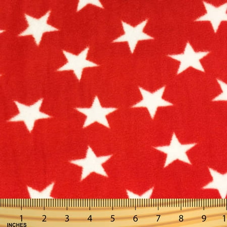 Fleece Polyester SHASON TEXTILE (2 Yards cut) POLAR FLEECE FABRIC 100% POLYESTER ANTI-PILL, Patriotic Stars, Available in Multiple Colors ()