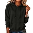 thumbnail image 2 of Inverlee Waffle Knit Hooded Sweatshirts for Women Drawstring Long Sleeve Pullovers Raglan Loose Fit Tops Everyday Relaxed Outfits Black (S-XXL), 2 of 6