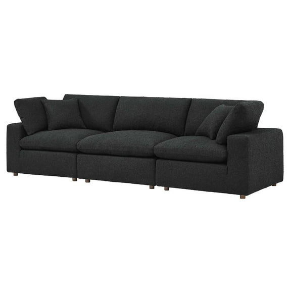 Modular Sofa Couch, Black, Fabric, Living Kitchen Cafe Bistro Hospitality Restaurant, Modern Contemporary HB34756