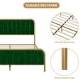 thumbnail image 3 of Simzone King Size Upholstered Bed Frame with Velvet Headboard, Golden Metal Heavy Duty Mattress Foundation, Noise Free Design, No Box Spring Needed, Gold/Green, 3 of 6