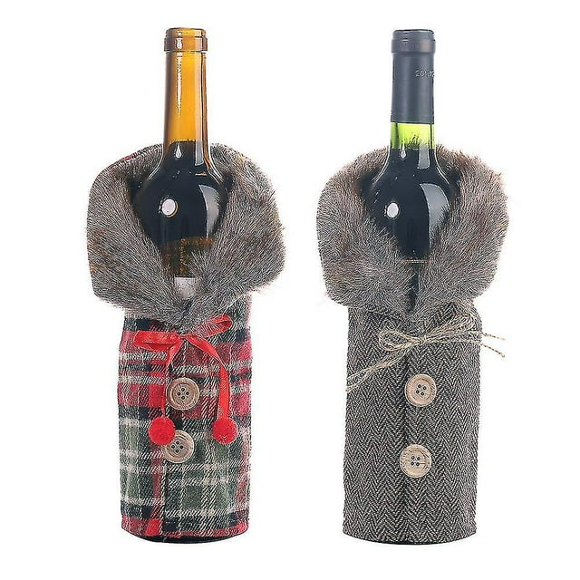 Juego de botellas de vino navideñas, 2 uds., decoraciones para fiesta de Navidad
