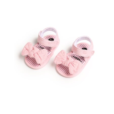

Newborn Baby Kids Girl Cute Bowknot Shoes Anti-Slip Soft Sole Sandals Beach Shoes Casual Slippers Pink 0-6 Months