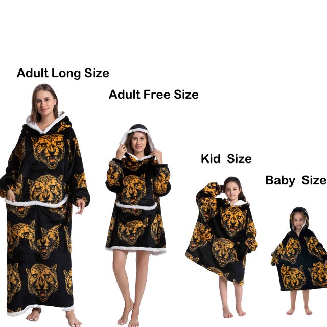Sudadera con capucha de gran tamaño Wearale con manta de franela Sherpa polar cálida y suave para invierno para niños y adultos, jersey cómodo