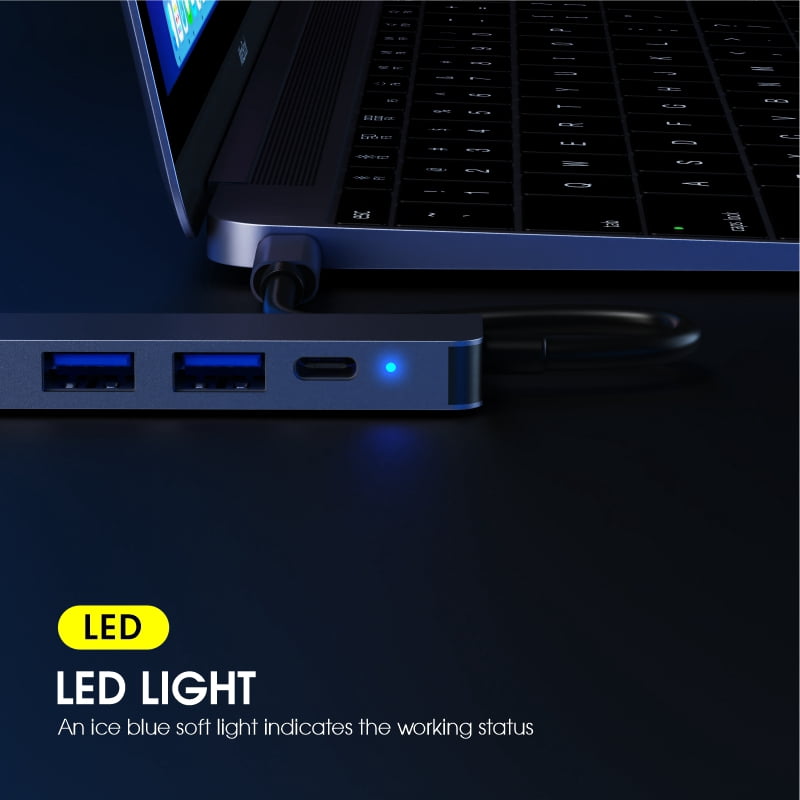 DOONJIEY  Aluminum Alloy 4 in 1 USB Type C Hub Type C to USB 3.0 60W PD Ports USB Hub Adapter