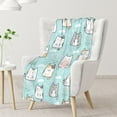 thumbnail image 2 of Cat Blankets for Cat Lovers - 50x60 Inches Cute Throw Blanket for Women & Girls - Light Blue Soft Fuzzy Plush Blanket for Bed, Couch, 2 of 6
