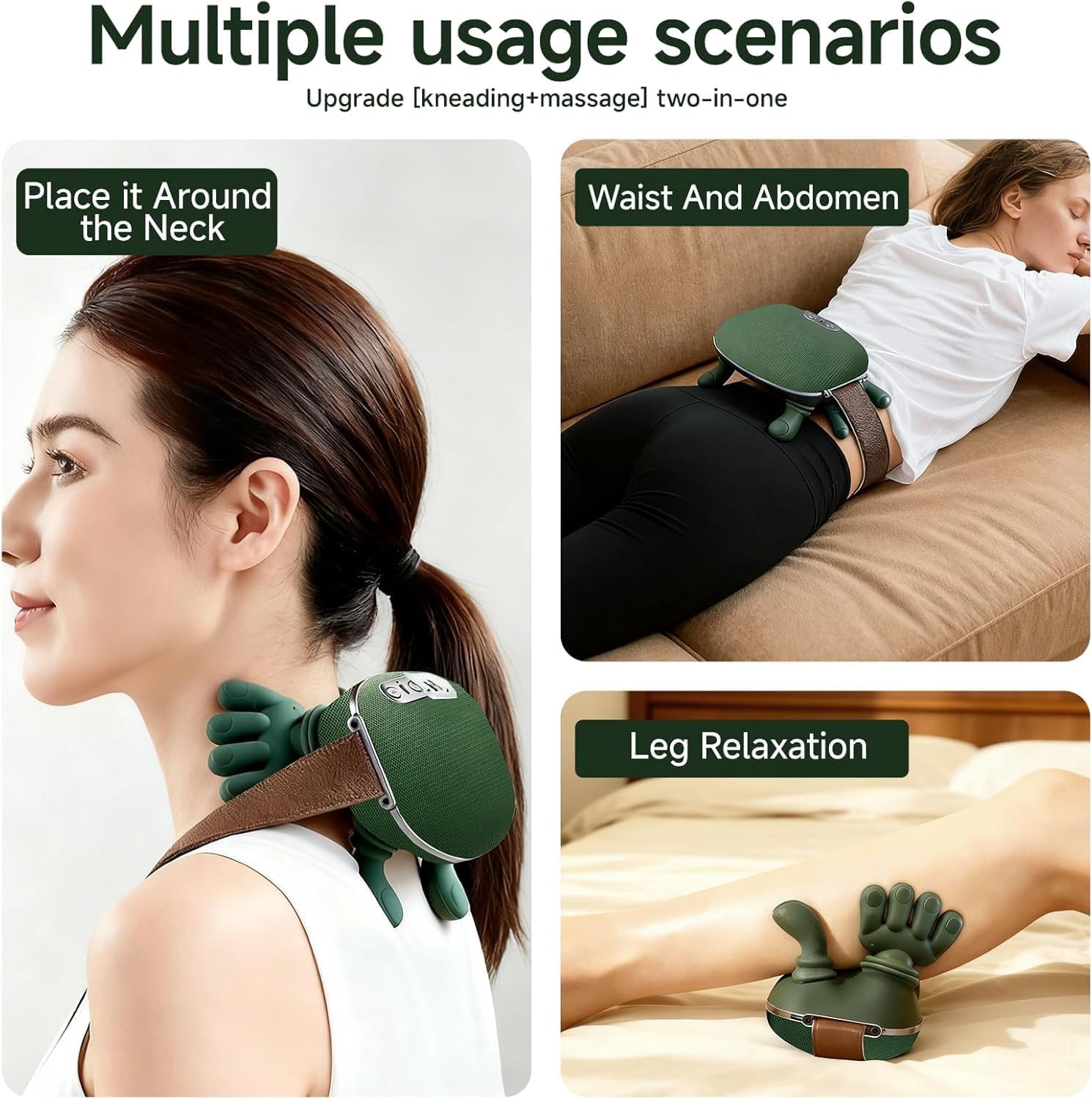 Neck Massager, Shiatsu Neck and Back Massager with Heat, 4D Kneading Simulated Human Hand Design Electric Deep Tissue Massage, Portable Body Massager for Shoulder, Pain Relief & Muscle Relax