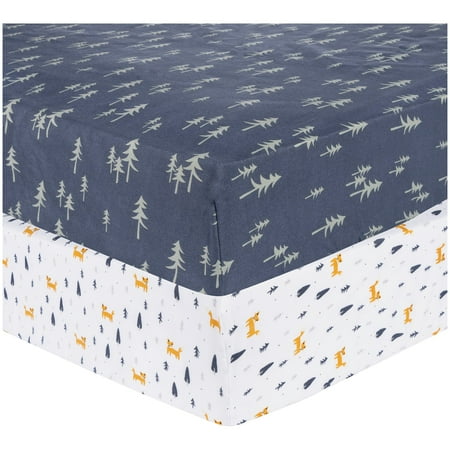 UPC: 0846216066108 | Sammy & Lou White and Blue and Orange and Multi-color Forest Microfiber Fitted Sheets Crib Bed (Count 2)