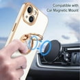 thumbnail image 5 of Case for iPhone 15 Plus Case with Ring Stand, 360° Rotatable Ring Holder Magnetic Kickstand, Plating Rose Gold Edge Soft Cover Luxury Protective Phone Case for iPhone 15 Plus 6.7", White, 5 of 14