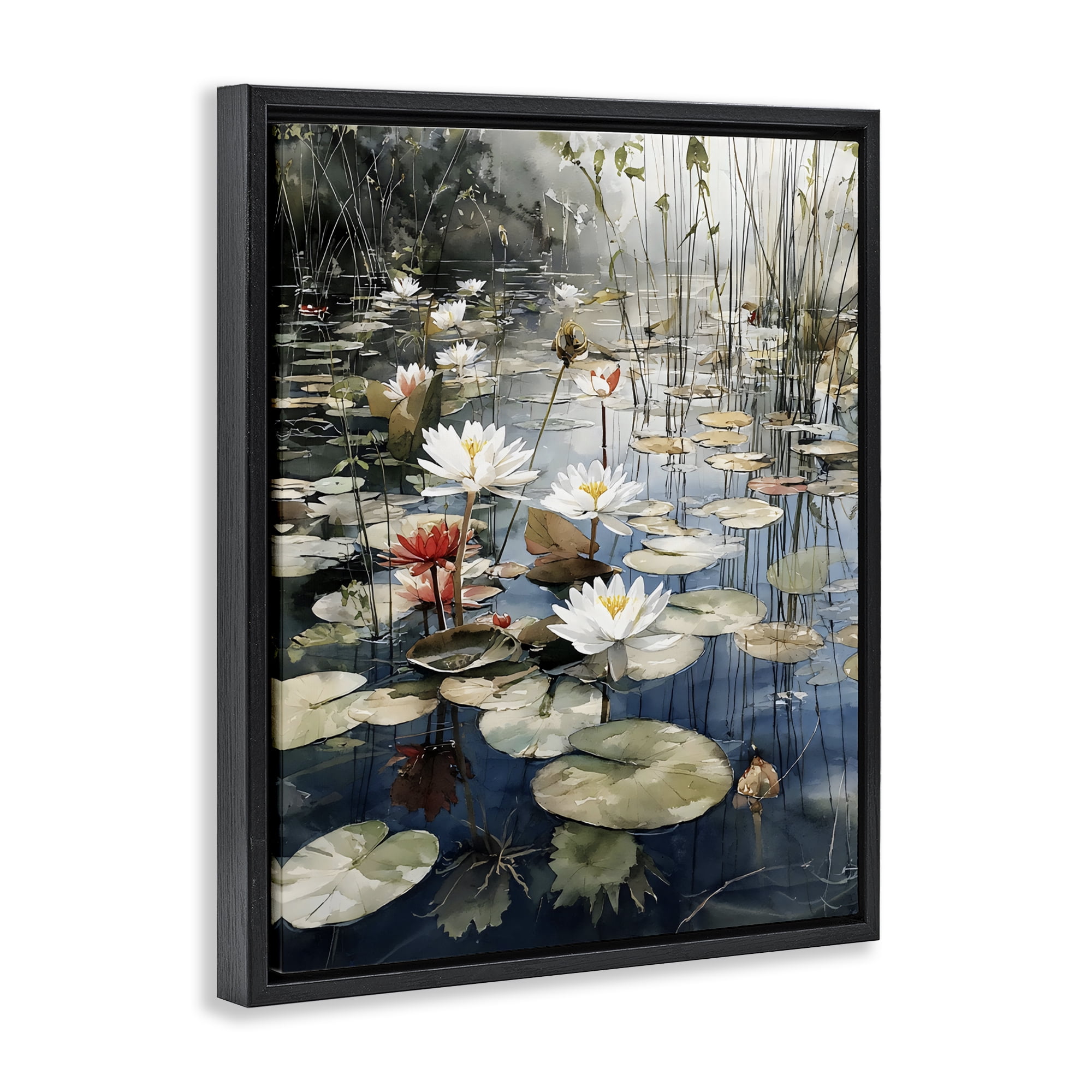 Stupell Industries Lily Wonder Pond Black Framed Floater Canvas Wall Art, design by Franklyn Gregory