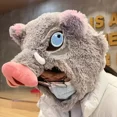 thumbnail image 6 of Cosplay Prop Wild Boar Head Plush Hat Demon Slayer Hashibira Inosuke Warm Headgear Cartoon Stuffed Anime Plushies Gifts Boy Fans, 6 of 9