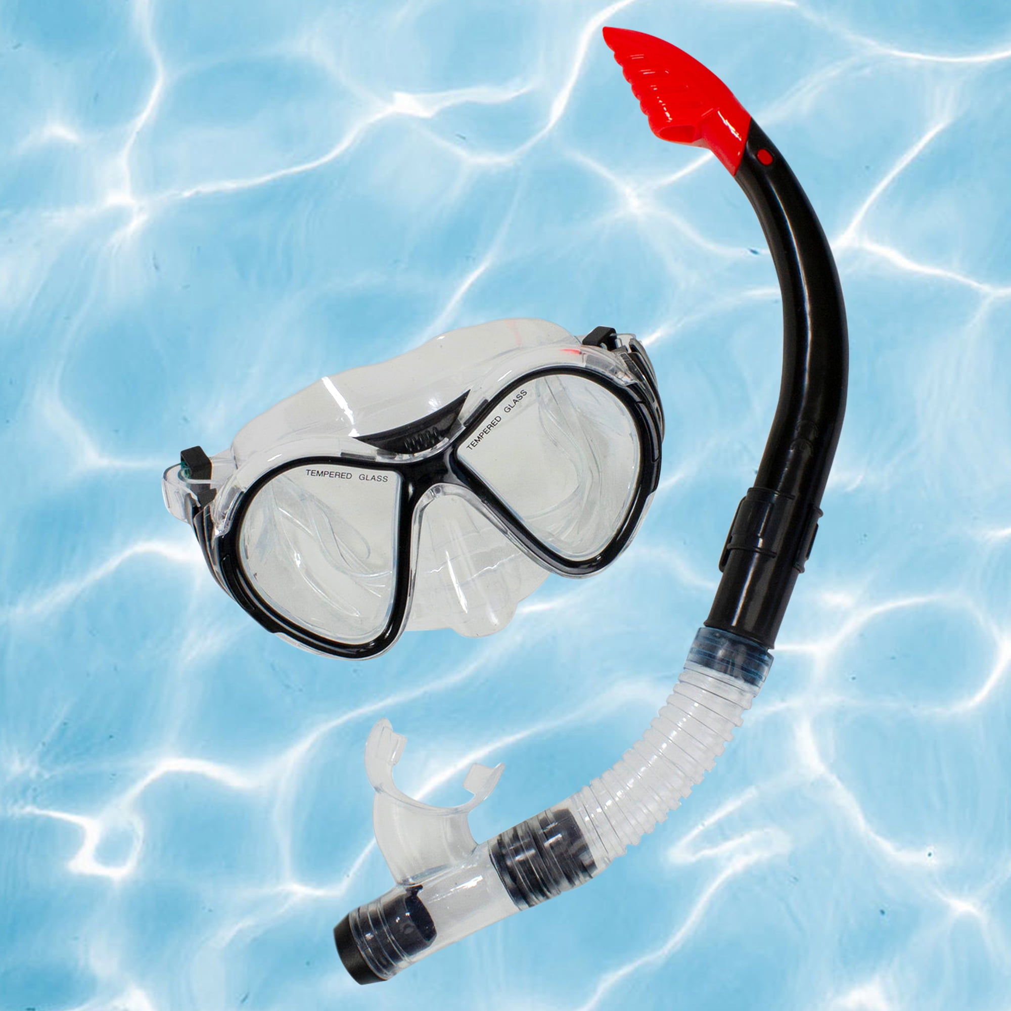 Black Red and Clear Zray Teen/Young Adult Scuba Mask and Snorkel Dive Set