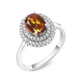 thumbnail image 2 of Gem Stone King 925 Sterling Silver Oval Orange Red Madeira Citrine Halo Engagement Ring for Women (2.30 Cttw, Gemstone November Birthstone, Oval 8X6MM, Size 9), 2 of 4
