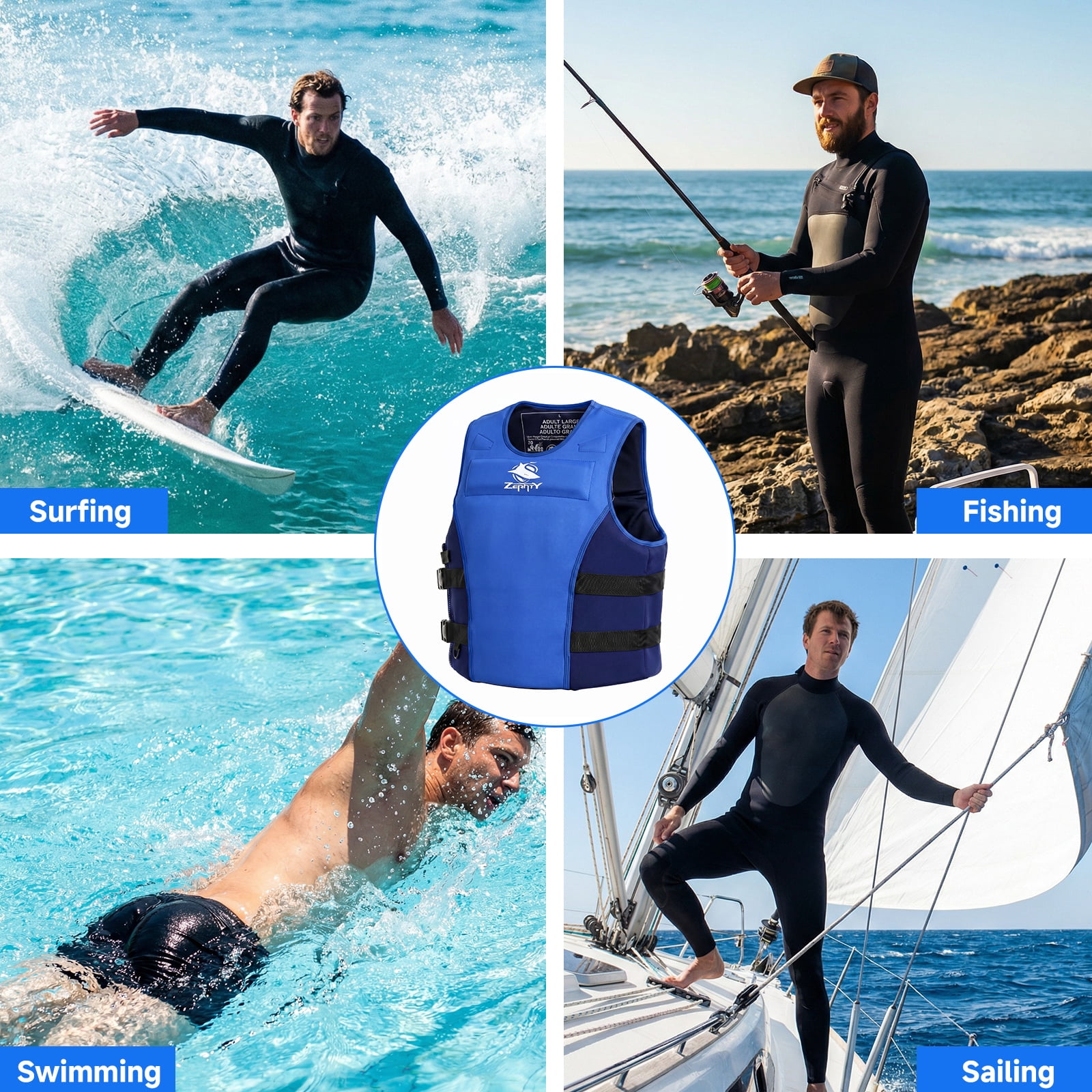 Adult Swim Vest Life Jacke, Women Men Float Jacket with Adjustable Straps & Secure Buckle for Boating Fishing Kayaking Beach Pool Water Sports