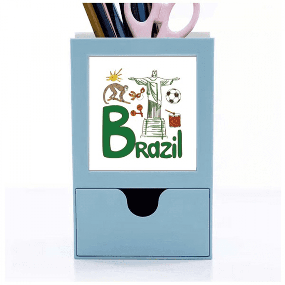 Brazil National symbol Landmark Pattern Desk Supplies Organizer Pen Holder Card