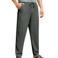 thumbnail image 4 of YYDGH Men's Casual Linen Pants Elastic Waist Drawstring Wide Leg Pants Lightweight Straight Leg Trousers, 4 of 9