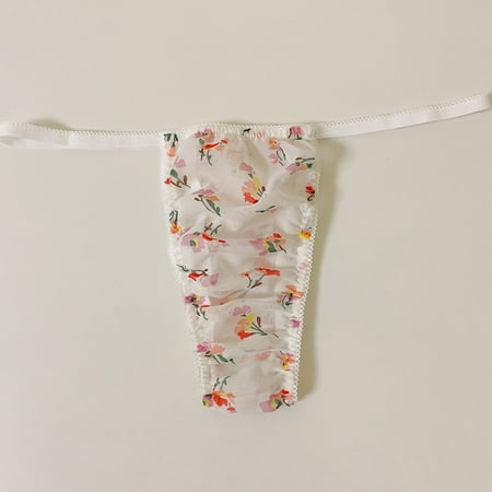 

YIWEI Women Floral Lace Lady Panties Bikini Briefs Sheer Knicker Underpants Underwear White M