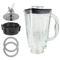 Felji 5-Cup Square Top Blender Pitchers Compatible with Oster Blenders, Glass Clear, 6 Piece