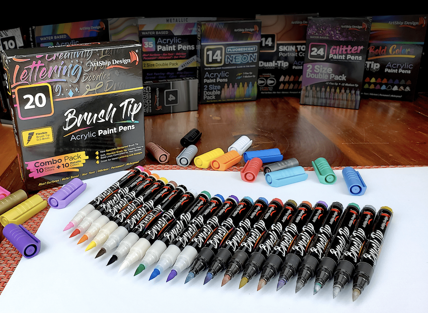 10 Black Acrylic Paint Pens, Double Pack of Both Extra Fine and