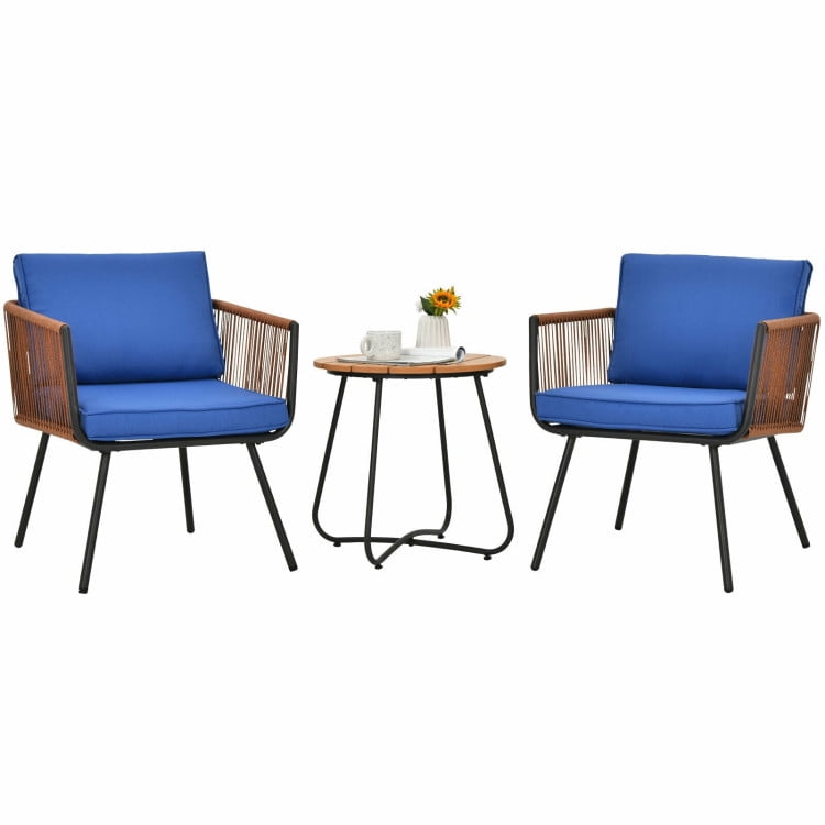 Aimee Lii 3 Pieces Patio Bistro Furniture Set with Armrest and Soft Cushions, Small Patio Set Aimee Lii 3 Pieces Patio Bistro Furniture Set with Armrest and Soft Cushions, Small Patio Set
