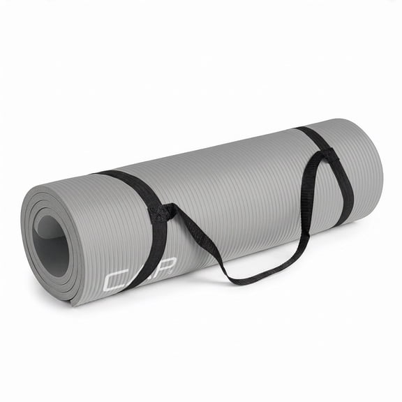 CAP 1/2" Thick Yoga and Exercise Mat with Carry Strap, 68" x 24", Gray
