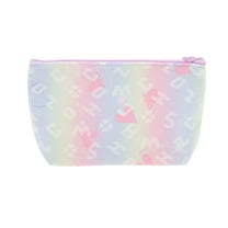 Unique Bargains 1 Pc Ombre Heart Letter Makeup Bag Purple Polyester