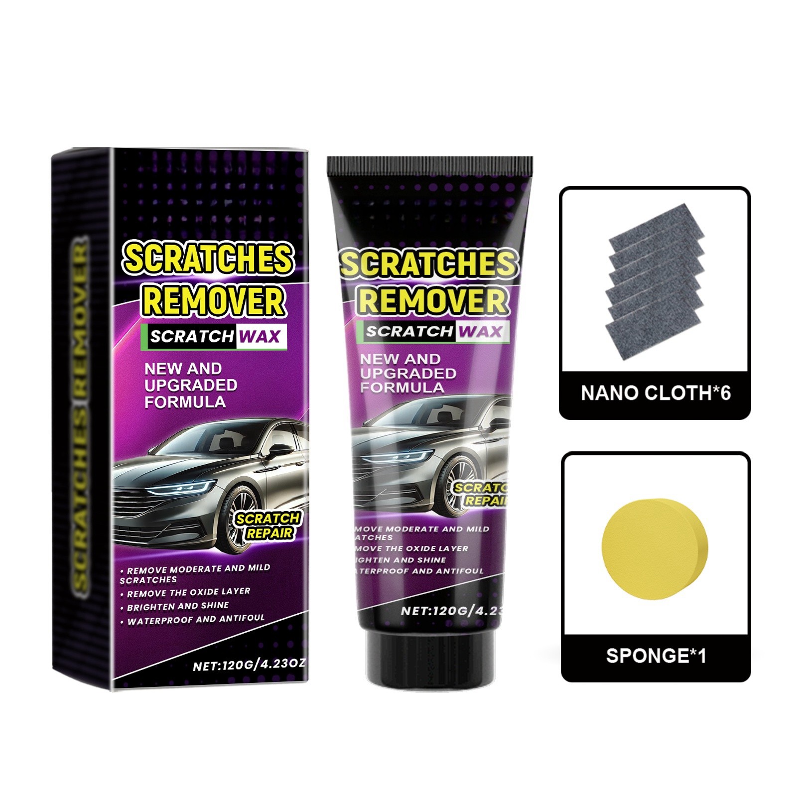 Chiffon Nano Anti-rayures Pour Voiture - Lot De 6, élimine Les Micro-rayures Et Redonne De L'éclat