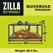 Zilla QuickBuild Terrarium, Sleek Glass Reptile Habitat, Easy Setup, Suitable for all Types of Reptile Pets, Amphibians, Reptilians, Snakes, or Arachnids, 36x18x18