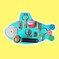 thumbnail image 3 of Tablero sensorial Montessori multifunción juguete preescolar habilidades básicas para la vida juguete educativo de Motor fino + años pescado azul Hugo tablero de actividad ocupada, 3 of 7