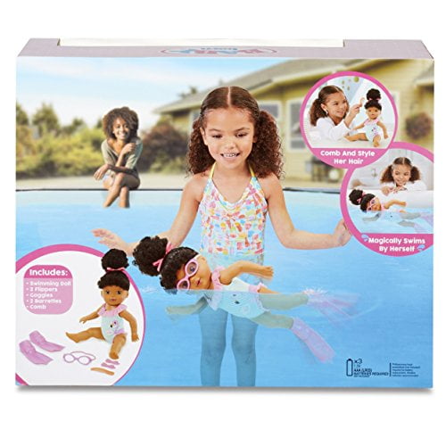 Pool Bathtub Water Moving Arms Feet Doll Curly BABY born MOMMY Look I Can Swim 