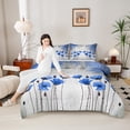 thumbnail image 4 of Homewish Boys Girls Blue Flowers 3 Pieces Queen Comforter Set,Abstract Vintage Ultra Soft Bedding Sets,Spring Garden Bedding Comforter Set Breathable,Microfiber Bedroom Decor, 4 of 8