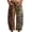 Coffee, variant on kaondbfi Women's Print Cropped Pants High Waist Button Fly Casual Loose () Fabric Baggy Trousers with Pockets for Summer