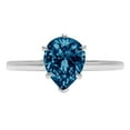 thumbnail image 5 of 2 ct Pear Cut Natural London Blue Topaz Solitaire 14K White Gold Womens Engagement Ring, 5 of 6
