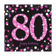 thumbnail image 1 of Amscan Serviettes de Table de Fête d'Anniversaire Rose 80 Ans (Lot de 16), 1 of 1
