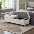 thumbnail image 2 of 56.7" Ottoman with Storage Bench Large PU Leather Footrest for Bedroom(White), 2 of 8