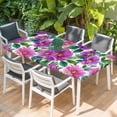 thumbnail image 2 of Purple Flowers Table Cloths for 6 Foot Rectangle Tables, Spring Floral Leaves Botanical Watercolor Patio Waterproof Elastic Fitted Tablecloths, Washable Rectangular Table Cover for Camping, 2 of 8