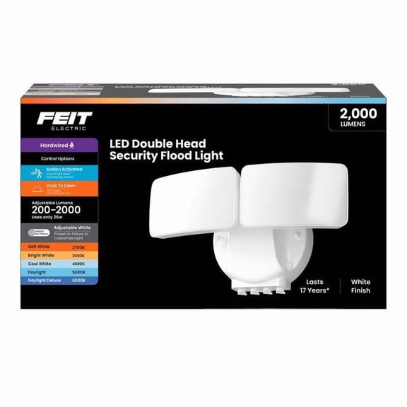 Dual Head Motion Sensor Flood Light, 9 in., White by Feit Electric