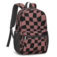 thumbnail image 2 of Pink and Black Wavy Checkered Pattern 17" School Backpacks for Teens,Waterproof Oxford Fabric,S-Shape Padded Straps for School,Travel,Hiking,Camping, 2 of 6