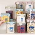 thumbnail image 3 of Bearachild Plástico Sellado Latas Cocina Caja Almacenaje Transparente Food Bote Keep Fresh Organizadores de utensilios de cocina azul L Bearachild HA0062-09B, 3 of 6