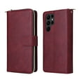 thumbnail image 2 of SaniMore for Samsung Galaxy S23 Ultra Case, 3 in 1 Zipper Purse Cover + Card Slots +  Kickstand + Detachable Lanyard Comprehensive Protective Shockproof Anti-drop Shell For Galaxy S23 Ultra, Winered, 2 of 8