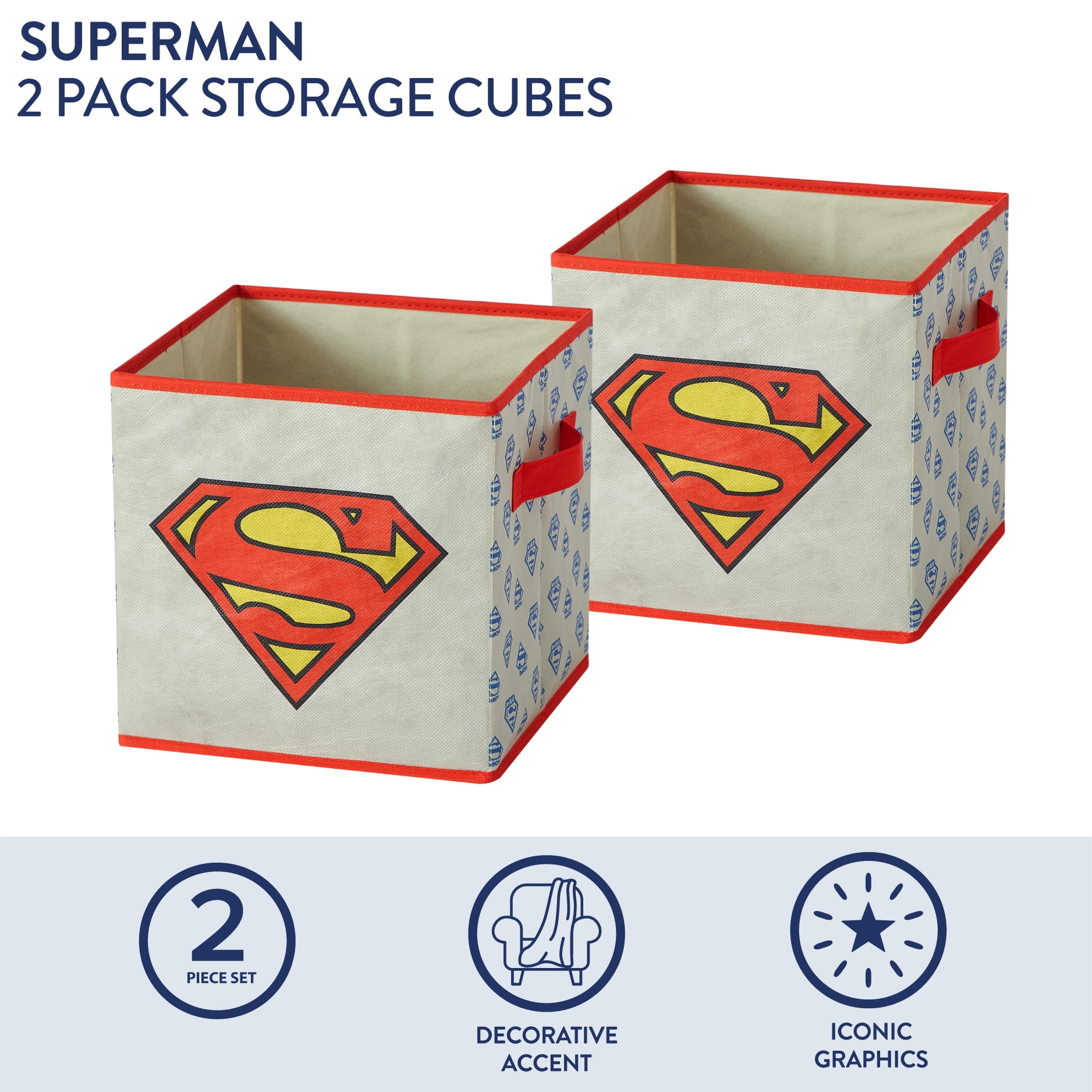 Superman Kids' 2-Pack Storage Cubes, 10" x 10"