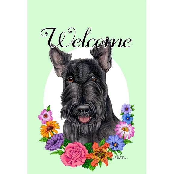 Scottie - Best of Breed Welcome Flowers House Flags