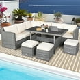 thumbnail image 4 of Gymax 7PCS Rattan Patio Sectional Sofa Set Conversation Set w/ White Cushions, 4 of 10
