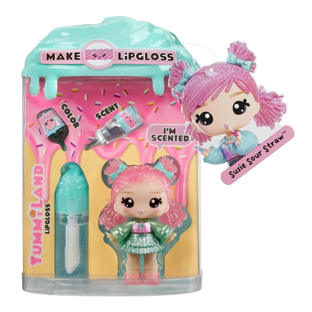 Muñeca de brillo labial Yummiland Susie Sour Straw con kit de bricolaje para más de 4 años
